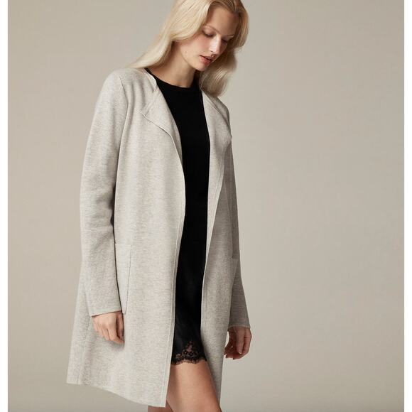 NEW J.Crew Juliette Collarless Sweater Blazer Pockets Long Gray Relaxed XXS - Picture 2 of 15